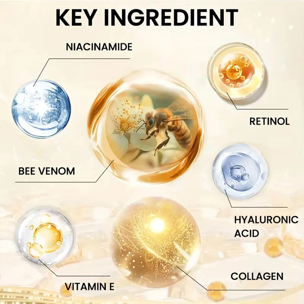 Water Ice Levin Bee Venom Face Neck Cream. 2 Minute Lift, 2% Collagen. Hydrates, Smooths, Firms, Glows. 60g.
