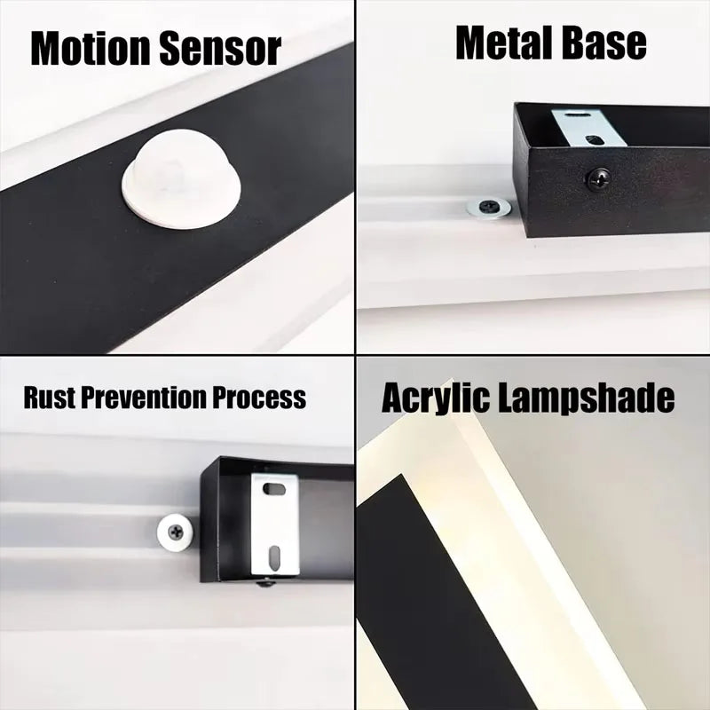 Outdoor Wall Light With Motion Sensor 90v 240v IP65 Waterproof Porch Lamp LED Long Garden Lamps For Villa Garage Lighting