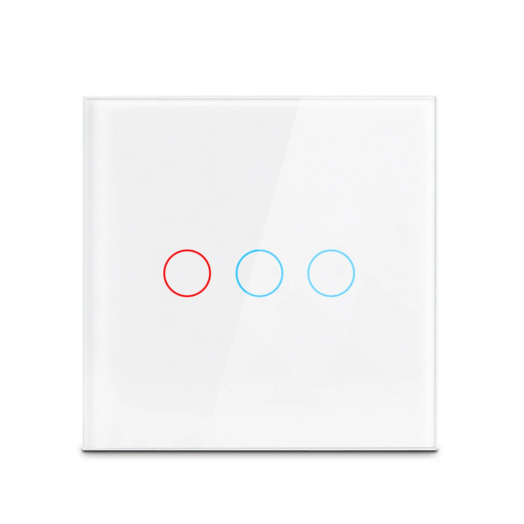 AC100-240 Touch Switch Power Led Panel Wall Light Switches Tempered Black White Crystal Glass 1/2/3 Gang Interruttore Switch