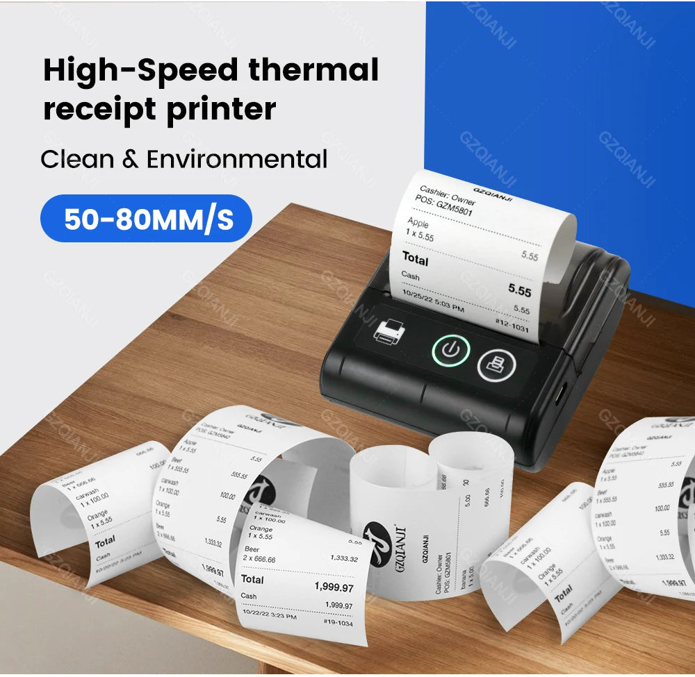Mini Bluetooth Thermal Printer Wireless Protable 58mm Receipt Bill POS Printer Loyverse POS Free App on Android Small Business