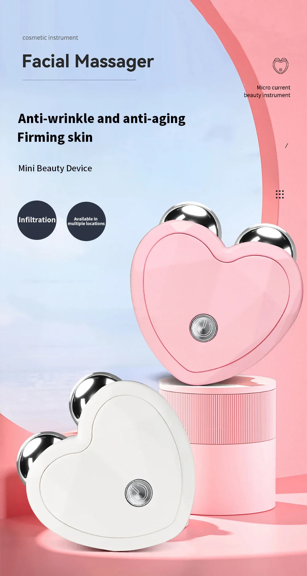 Face Lifting Machine Facial Massager EMSMicrocurrent Roller Skin Tightening Charging Facial Anti Wrinkle Rejuvenation Beauty