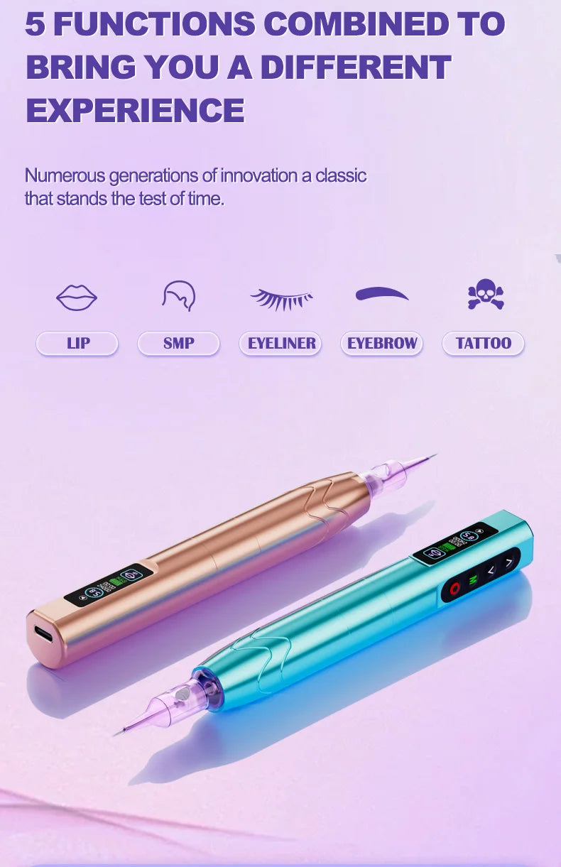 Ybeauty Embroidery Machine Wireless Lithium Battery Pen Hollow Cup Motor Machine P9 Tattoo Pen Color Screen Tattoo Tool