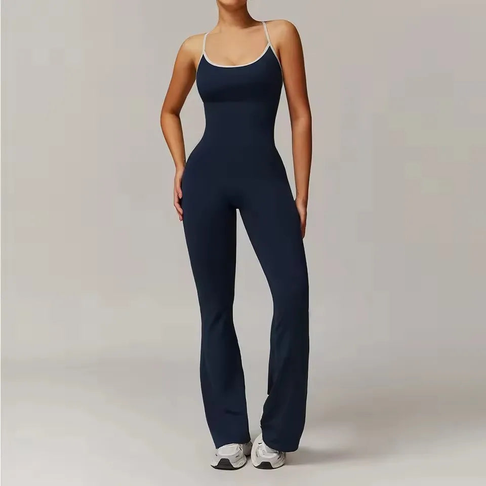 One-Piece Fitness Rompers Stretch Training Suits Back V-Neck Sexy Suit Gym Set Women Training Suit Sportswear Women Sports Suit