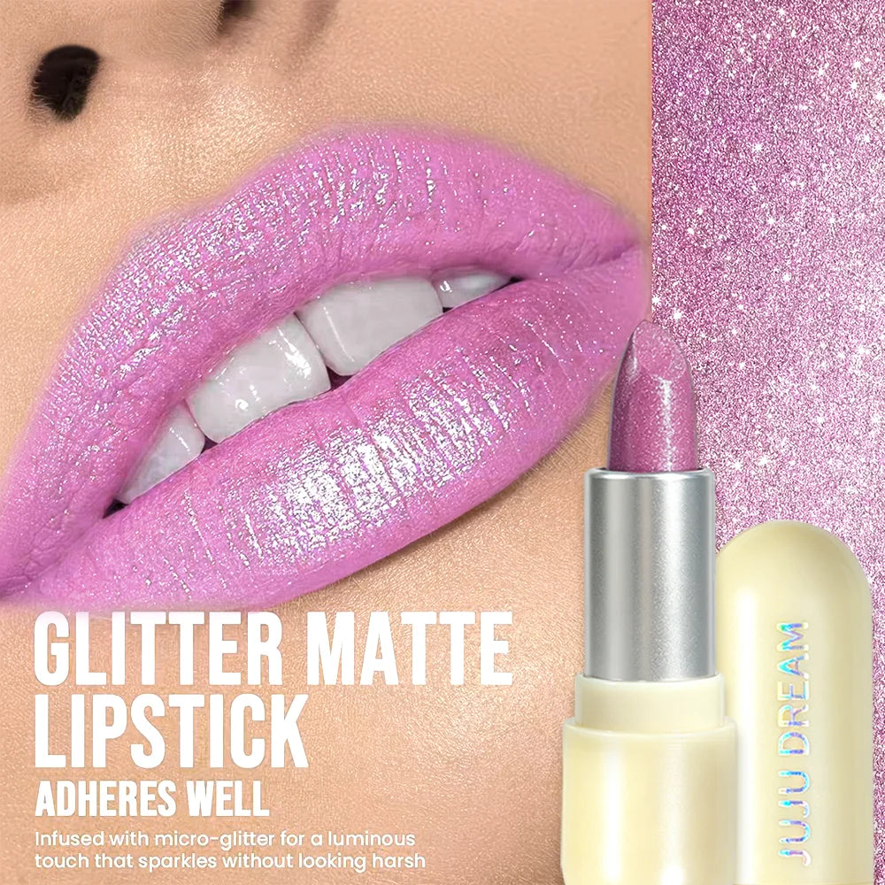 Shimmer Metallic Lipstick High Pigment Sparkling Bold Lip Color Long Lasting Waterproof Party Makeup