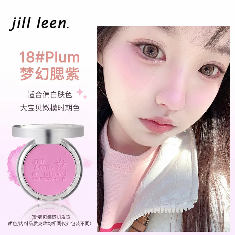 JILL LEEN Monochrome Colorful Soft Mist Blush Disc Highlight Grooming Peach Gills Purple Matte Brightening Expansion Color