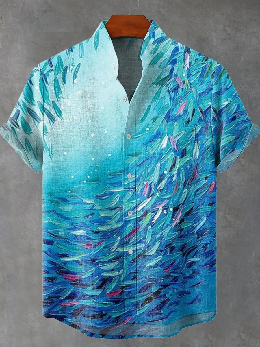 2025 Party Short Sleeve Shirt Road Animal Pattern Printed Short Sleeve Button Shirt Summer Fashion Casual Style