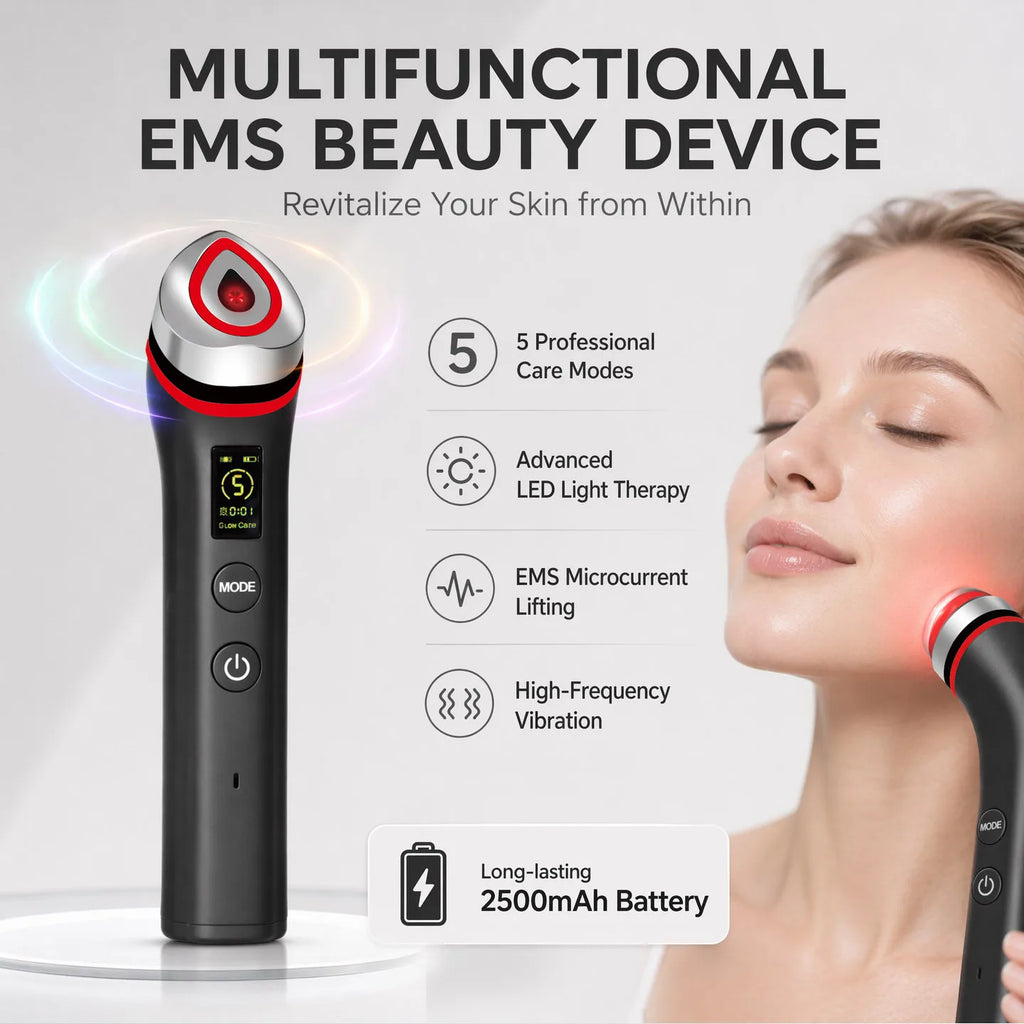 5 Colors Ager Booster Pro Lifting Face Neck therapy Wand LED Vibration Massager Beauty Device for Anti-Aging Skin Tightening