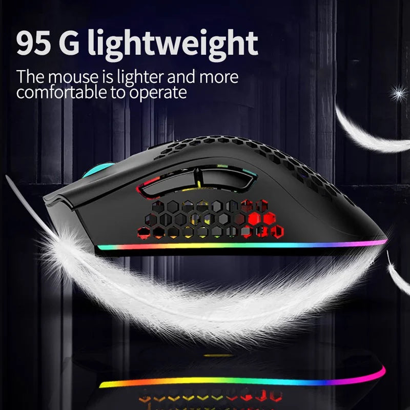 BM600 2.4G Wireless Mouse Lightweight Honeycomb Design Wireless Gaming Mouse RGB Backlight