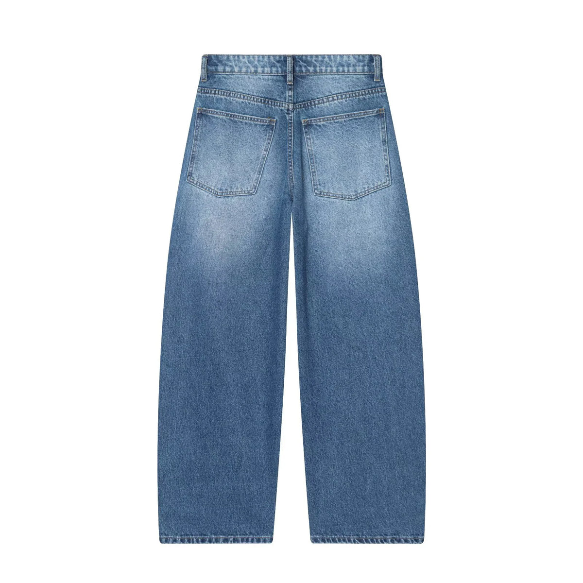 European and American style 2025 winter new women's clothing mid waist balloon version sickle bending knife jeans