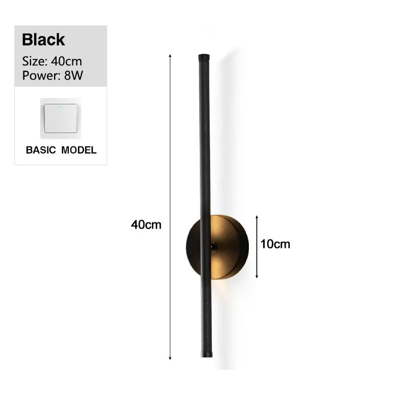 Nordic LED Wall Lights with Touch Dimmable Switch Black 40/55/60/80/100cm Interior LED Wall Lamps Wall Sconce Lighting Fixtures