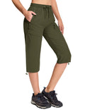 TACVASEN UPF50+ Quick Dry Capri Pants Womens Summer Hiking Cargo Pants 5 Pockets Waterproof Sun UV Protection Knee Length Shorts