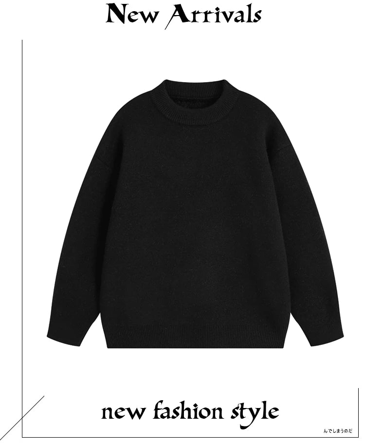 Men Korean Fashion Sweaters Solid Color Oversized Sweater Men Long Sleeve Shirts Autumn Winter Clothing Men Streetwear Pullovers