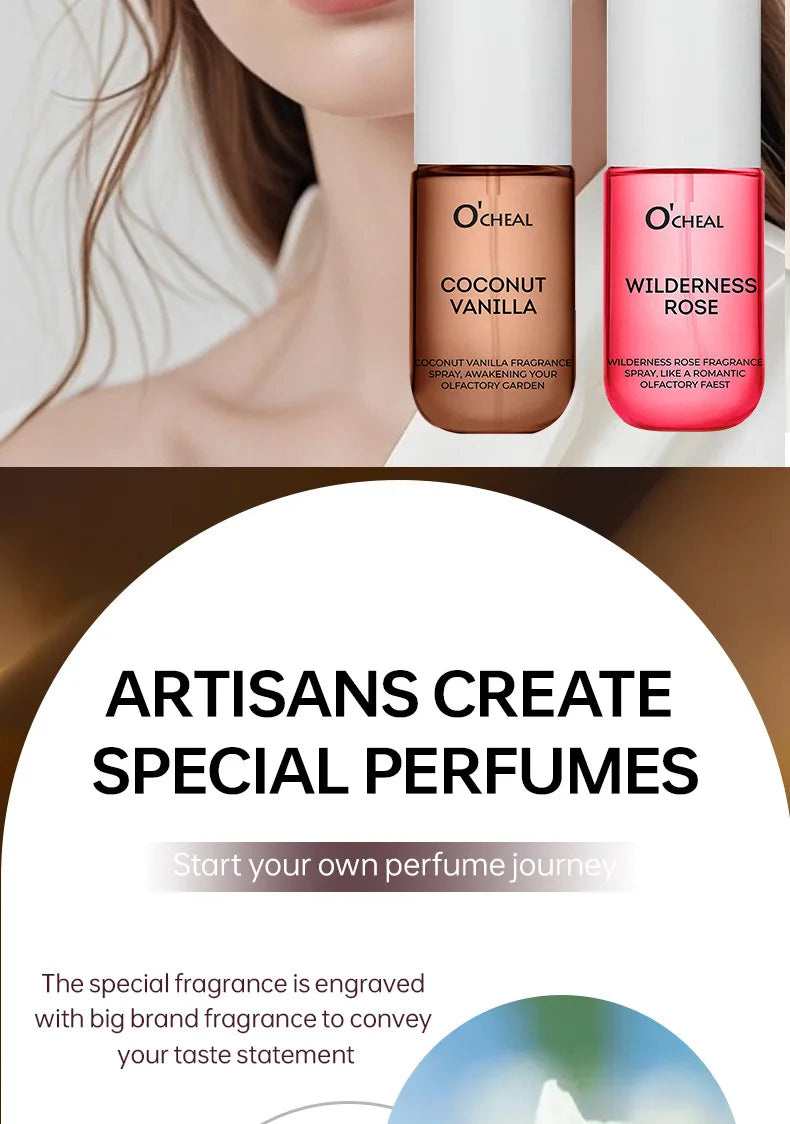 1Pcs Coconut Rose Fragrance Spray Hair & Body perfume Mist Fresh Long Lasting Fragrance Perfume Travel Size Freshener Spray