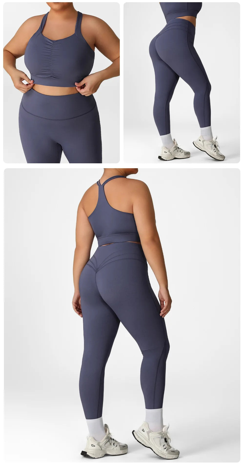 Plus Size Women Yoga 2 Piece Set Y Back Sports Bra High Waist Scrunch Butt Leggings Gym Set Fitness Workout Activewear Outfit