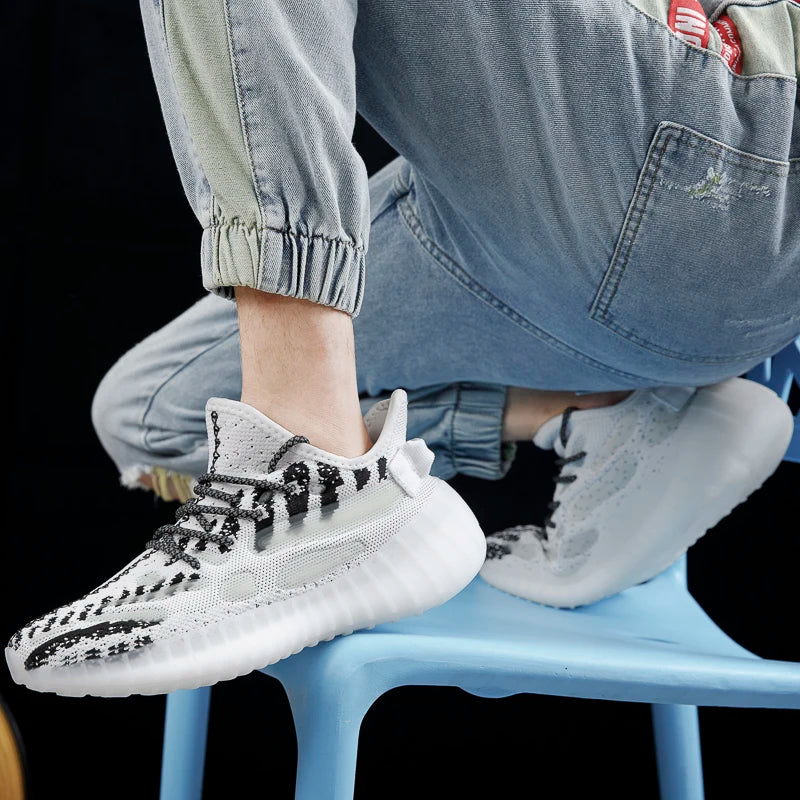 New Autumn-style Boyfriend Mesh Shoes, Breathable Casual Sports Shoes, Popcorn Sole Lightweight Running Shoes