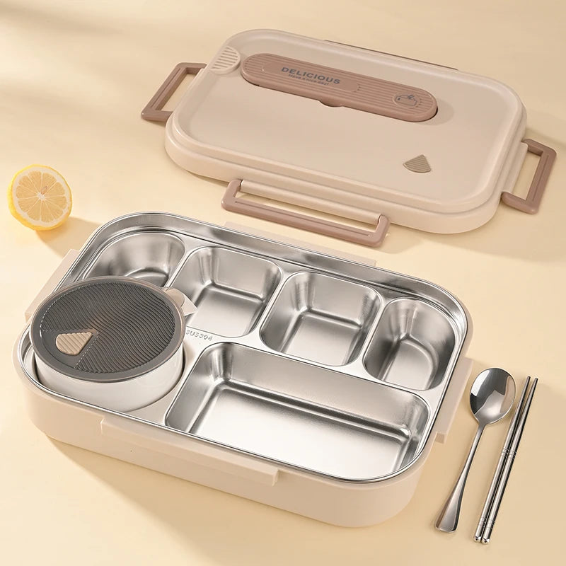 Portable Insulated Stainless Steel Lunch Box for Office Workers And Students Sealed Bento with Microwave Heating Food Container