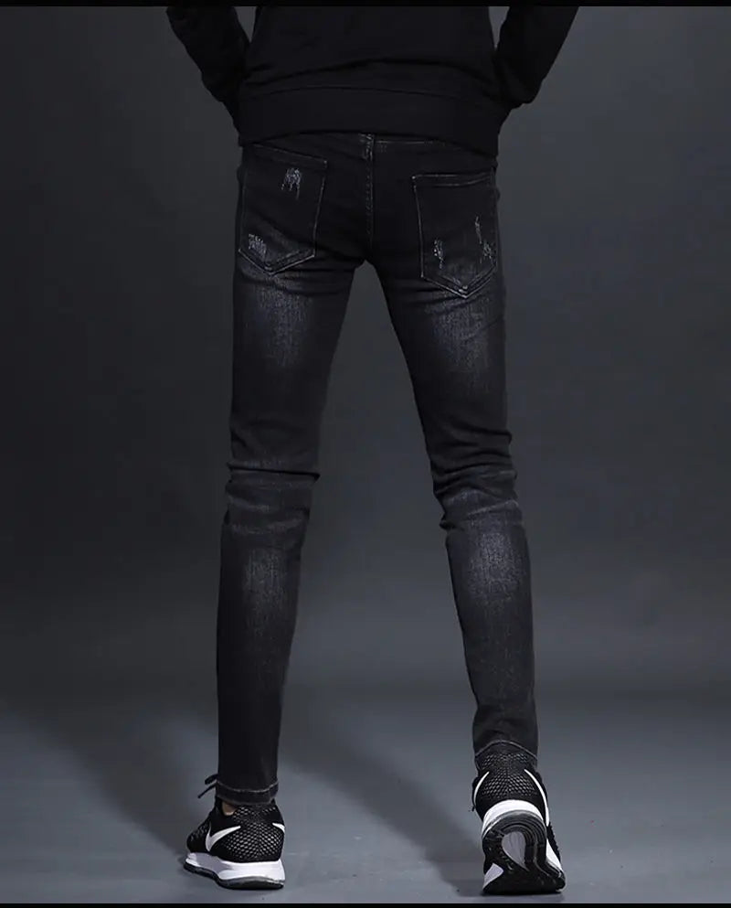 Fashionable Men's Luxury Cowboy Pants Skinny Jeans Black Skinny Jeans for Men Stretch Boyfriend Denim Youth Streetwear Trousers