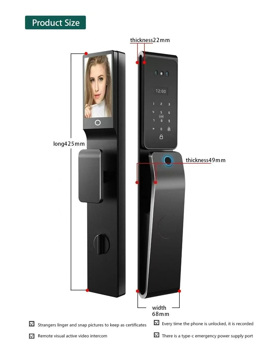 2026 New Tuya 3D Face Palm Recognition Smart Lock Durable Electronic Lock Waterproof Digital Lock Suitable for Europe, Israel