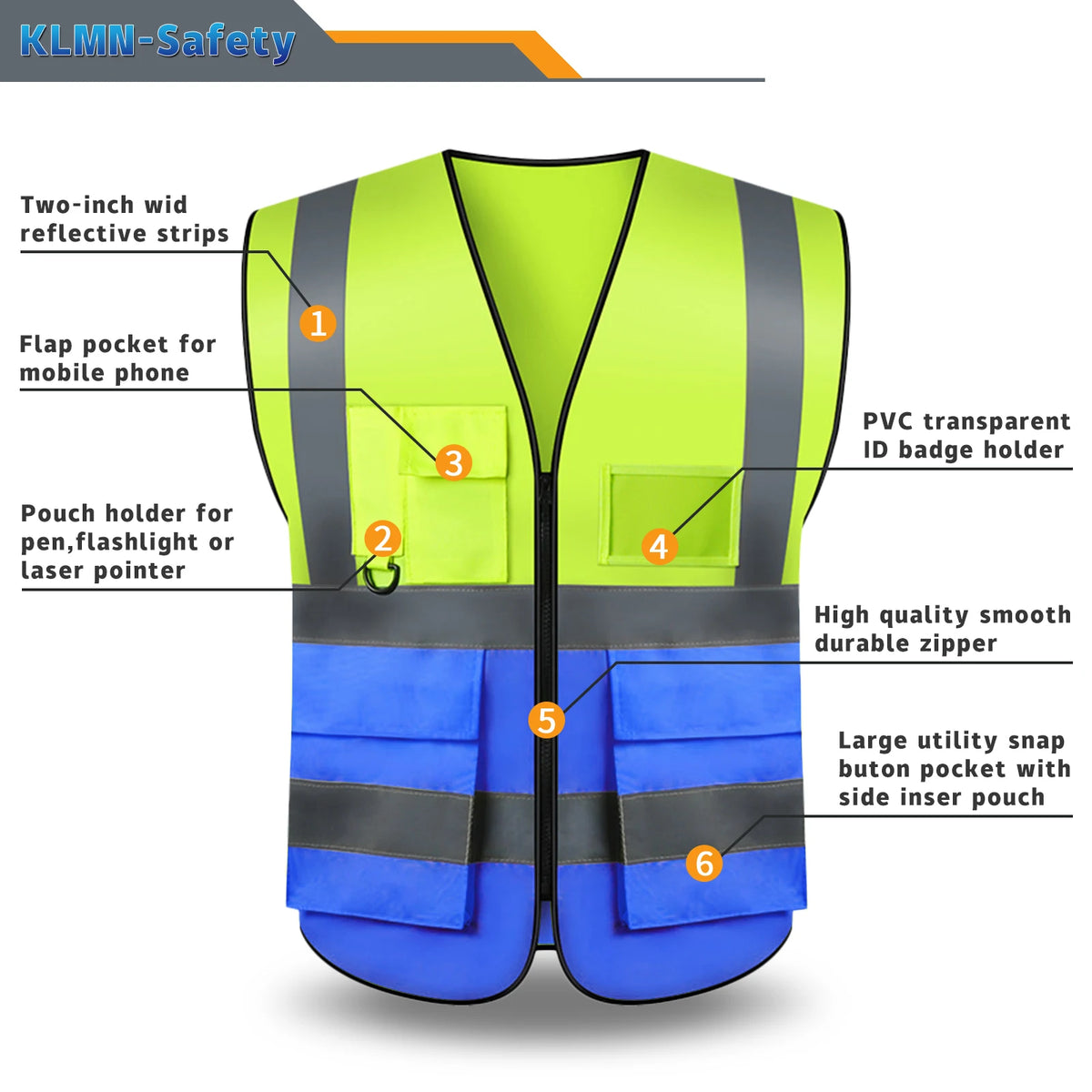 Custom Your Logo Safety Vest Construction Work Traffic Vest Railway Coal Miners Uniform Security ANSI Class 2 Safety Workwear