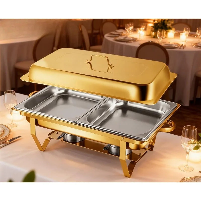 Thickened Stainless Steel Buffet Stove with Folding Foot Insulated Food Heating Container for Restaurant