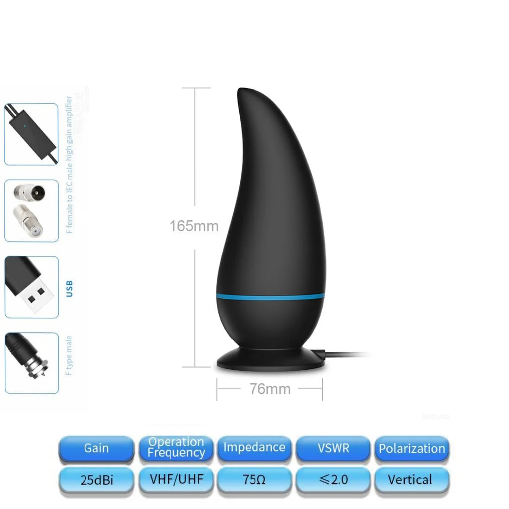 Enhanced Hdtv Television Antenna for Long-Distance Signal Reception, Digital Terrestrial Tv Antenna for Indoor and Outdoor Use, Supports 1080P High-Definition Signal