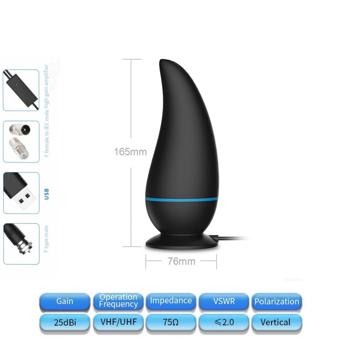 Enhanced Hdtv Television Antenna for Long-Distance Signal Reception, Digital Terrestrial Tv Antenna for Indoor and Outdoor Use, Supports 1080P High-Definition Signal