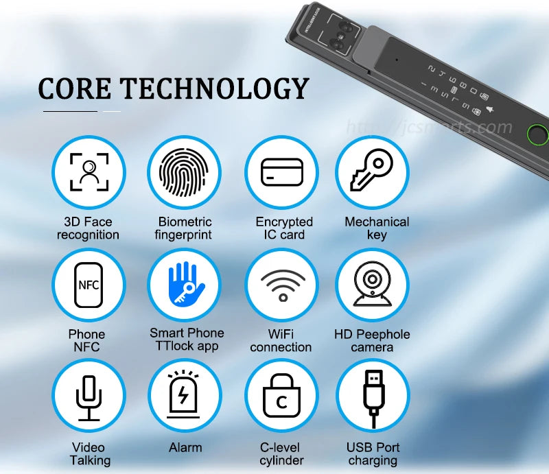 Waterproof 3D Face Recognition smart Door Lock TTlock WiFi Unlock Digital Smart Lock Fingerprint Key Card Nfc Phone Unlock Lock