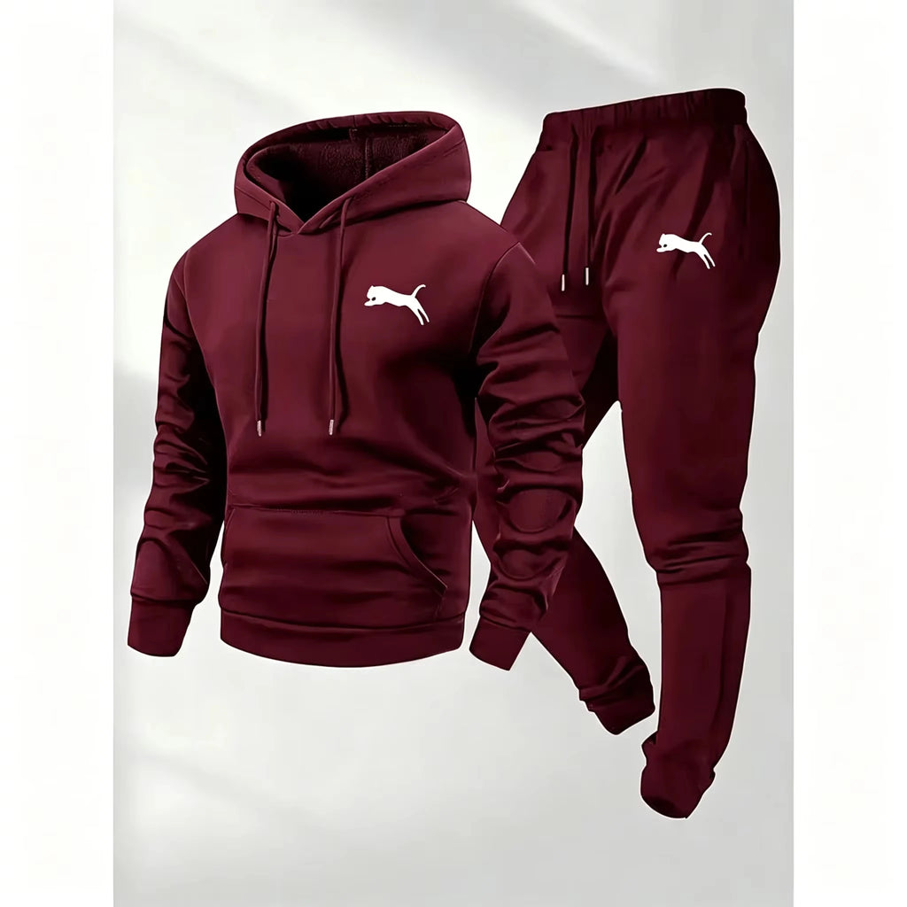 Hot Selling Men's Hooded Sweatshirt Pants Set Casual Tracksuit Streetwear Sportswear Fitness Jogger Outfit 2 Piece Warm Clothing
