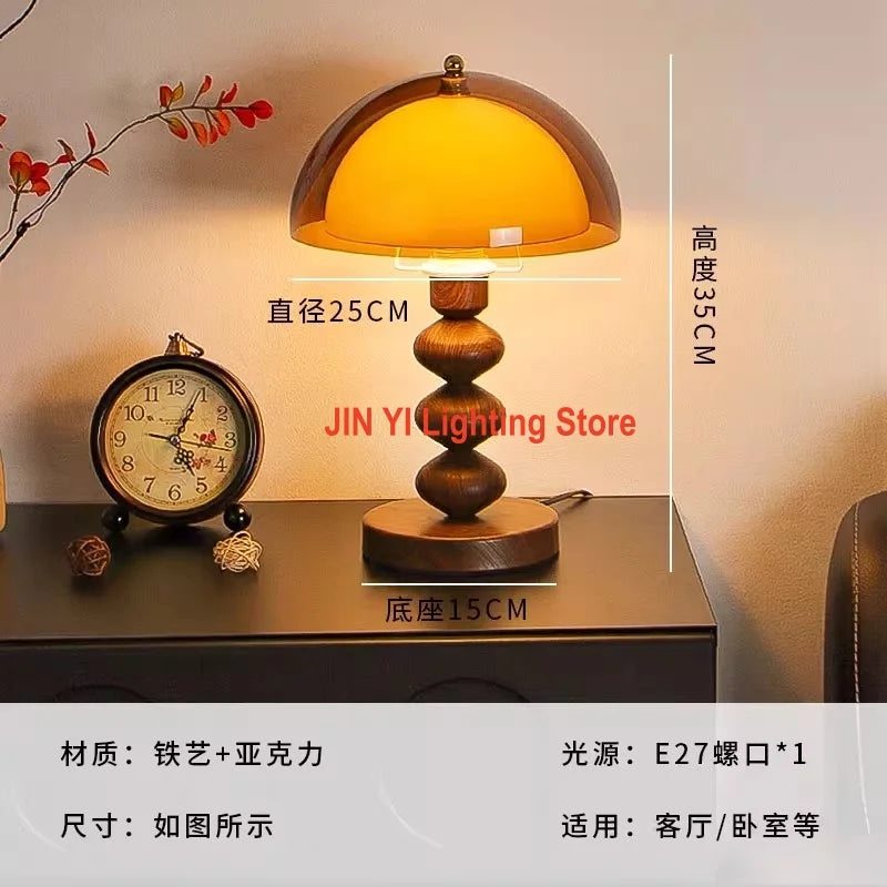 New Acrylic Lampshade Mushroom Lamp Retro Wabi Sabi Style Living Room Decoration Atmosphere Perpetual Light E27