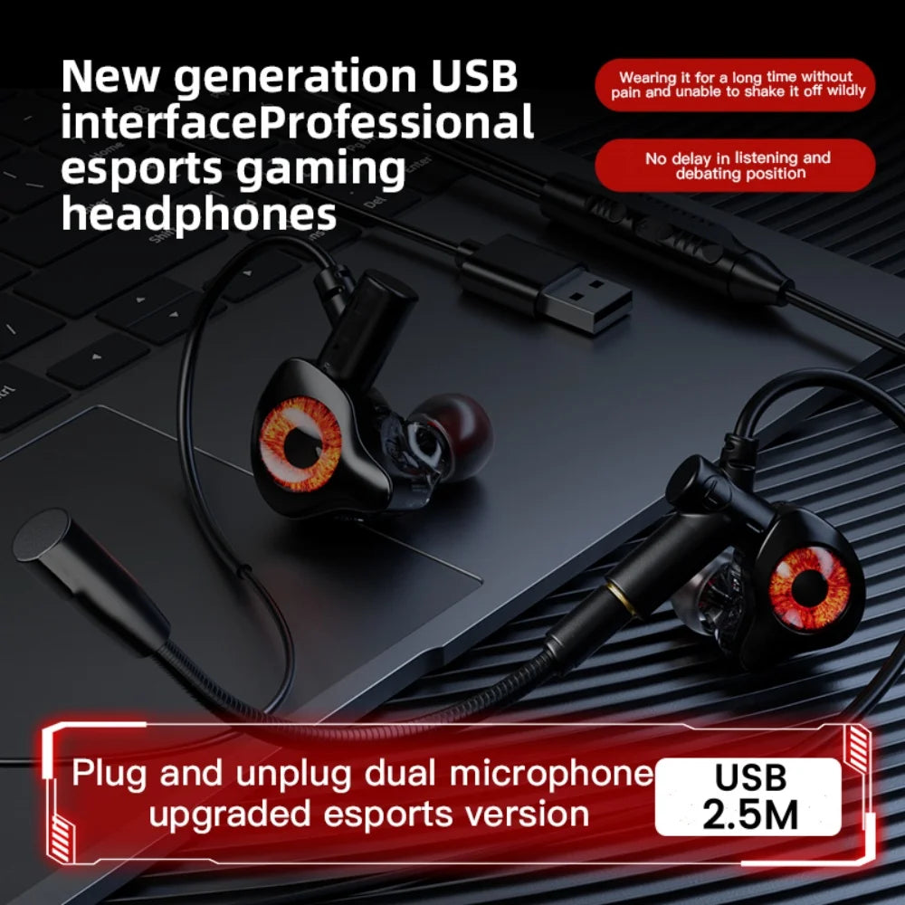 Type-c In-ear dual-mix e-sports gaming headset stereo noise reduction with microphone digital head wired headset