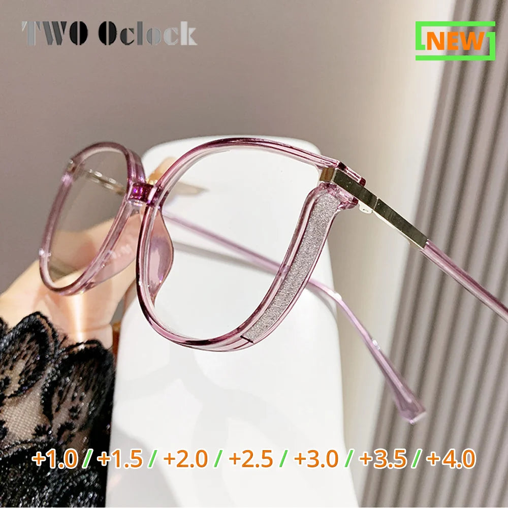 Fashion Women's Grade Glasses Trendy Luxury Reading Glasses Lady Presbyopic Graduated Lenses Transparent Glasses Eyepieces 2025
