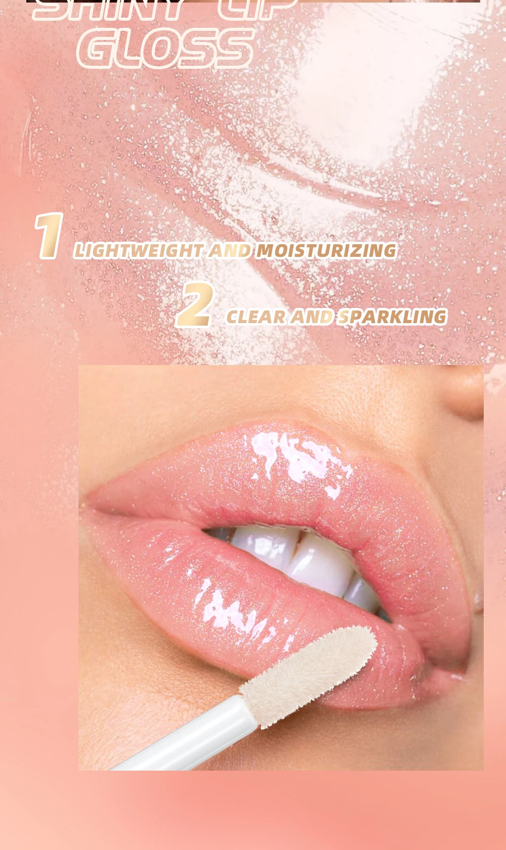 QIBEST Diamond Glitter Lipgloss Hydrating Lasting Pearlescent Metallic Liquid Lipstick Moisturizing Shiny Lip Glaze Cosmetics
