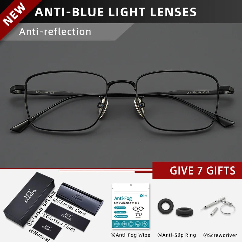 CLLOIO Pure Titanium Wire Retro Half Frame Glasses Men Women Fashion Reading Glasses Optical Prescription Progressive Eyeglasses