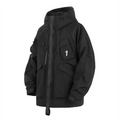 Spring New 2025 Outdoor Hardshell Jacket Men's Loose Punk Style High Street Stand Collar Hooded Coat Fashion Personality Top