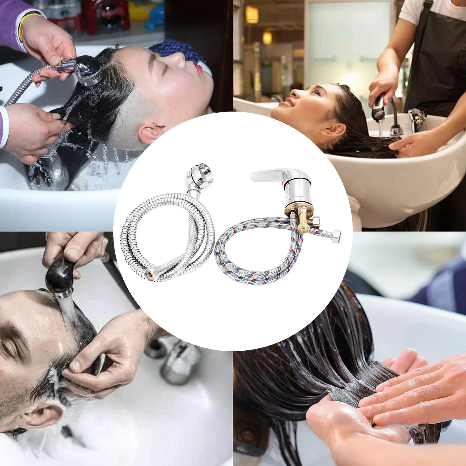 Mixer Tap Bath Sink Faucet Shower Head Spray Hose Push On Washing Hairdresser For Barber Shop Salon Shampoo Accessories
