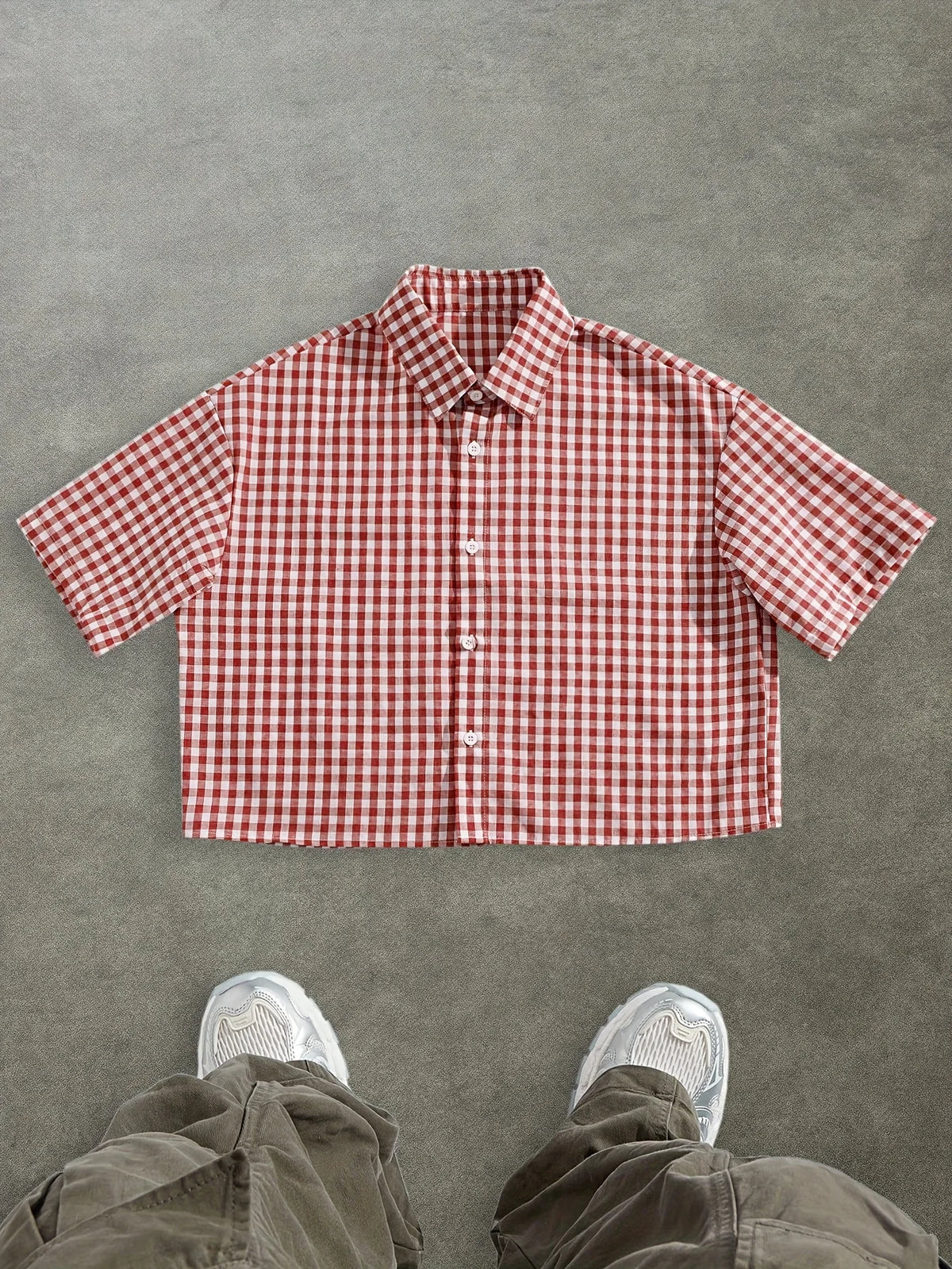 Men's Collegiate Style Plaid Casual Comfortable Short-Sleeve Shirt for Spring, Summer, and Autumn, Suitable for Everyday Casual