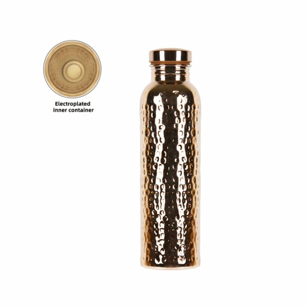 800ML Copper Water Bottle Anti-Slip Silicone Base Thermal Insulation Leakproof Sports Bottle One-Click Open Lid