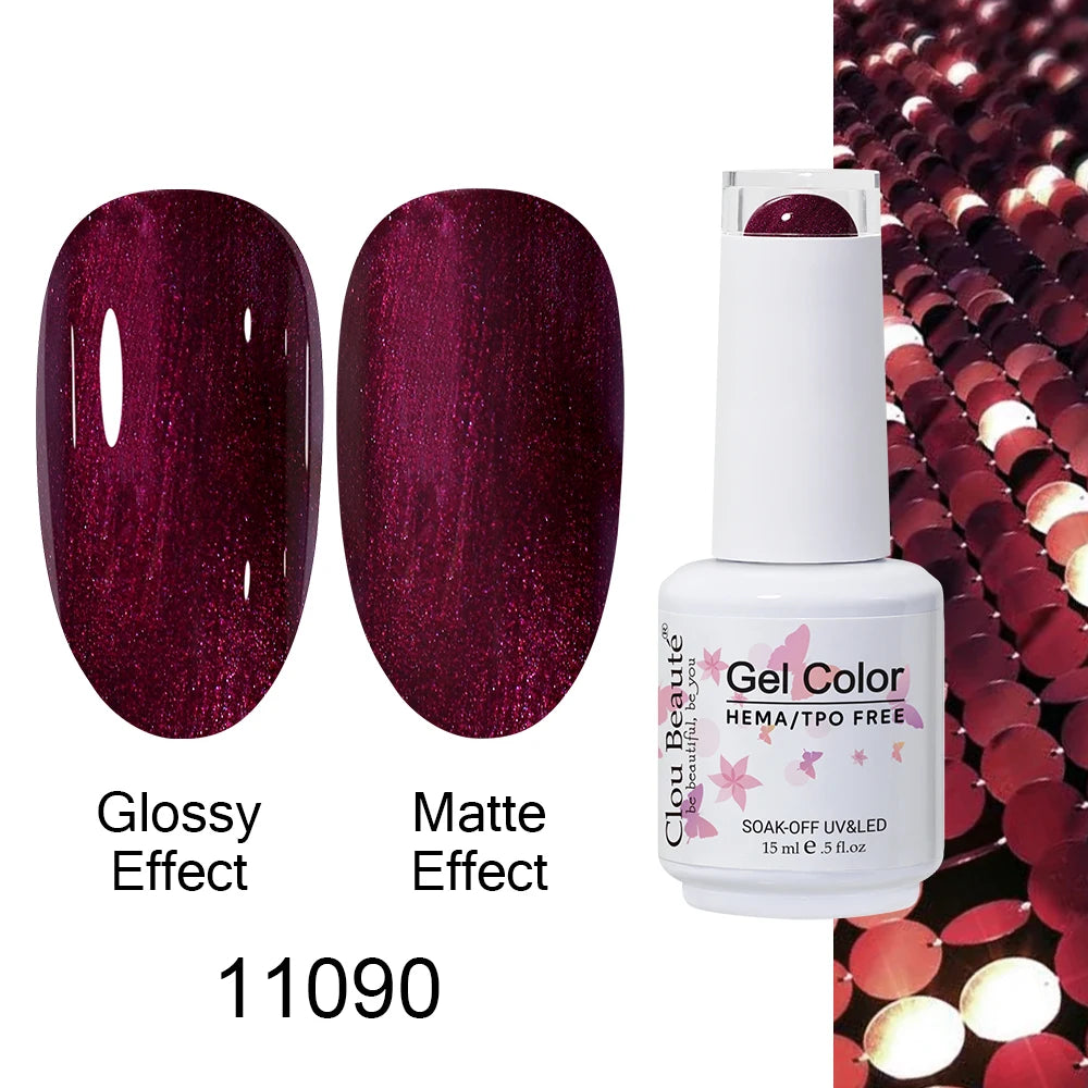 Clou Beaute HEMA TPO FREE Caramel Brown Wine Red Coffee Gel Nail Polish High Pigment Autumn Nail Art Full Coverage UV Varnish