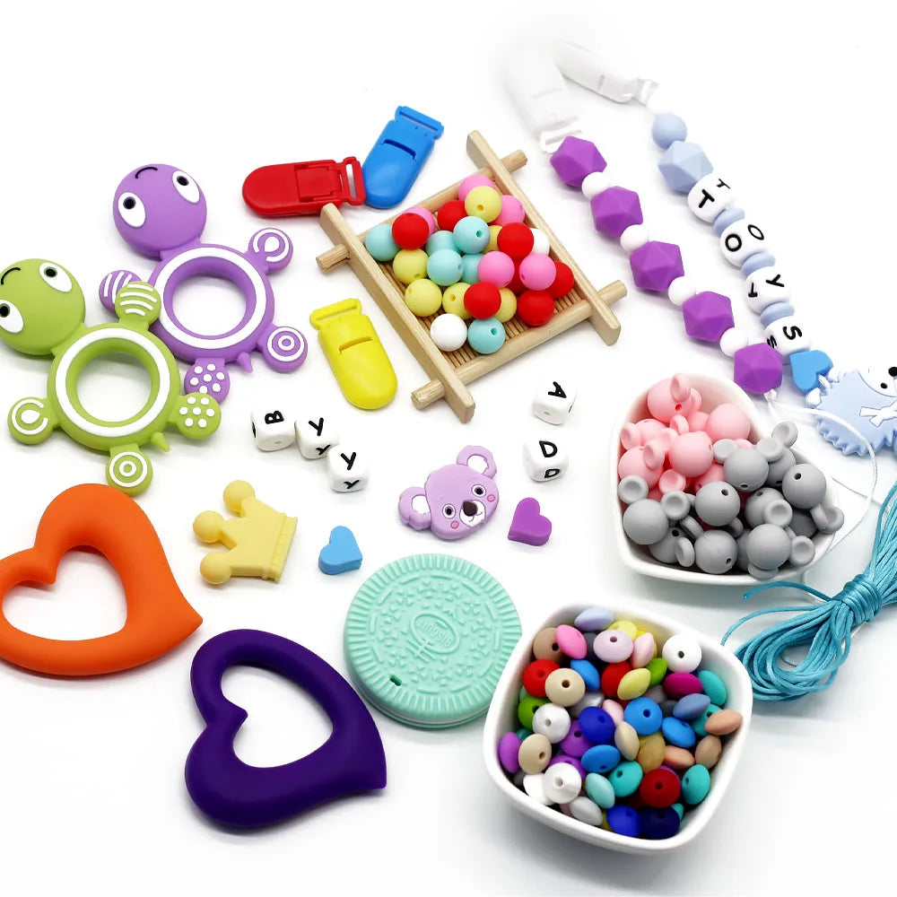 Cute-idea 10pc mini Crown BPA Free Silicone Beads Baby Teether Chew sensory Craft Chain For Pendant Food Grade Baby Teething Toy