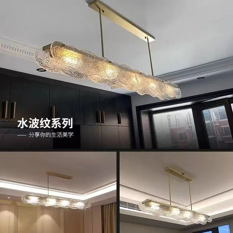 Restaurant modern simple glass crystal bar counter front desk exhibition hall strip decorative lamp