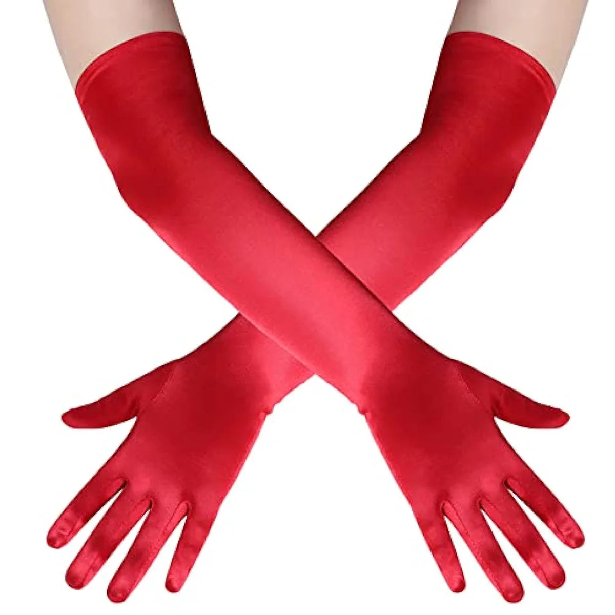 Women 55cm Solid Wedding Etiquette Evening Dress Opera/Elbow/Wrist Satin Stretch Long Gloves Retro Party Carnival Cosplay Gloves