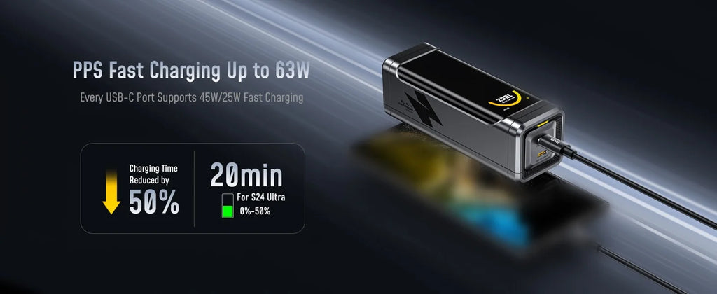 [NEW] AOHI  65W travel Power Bank The BLACK WARRIOR 10000mAh External Battery PD3.0 Quick Charging LED Display portable battery