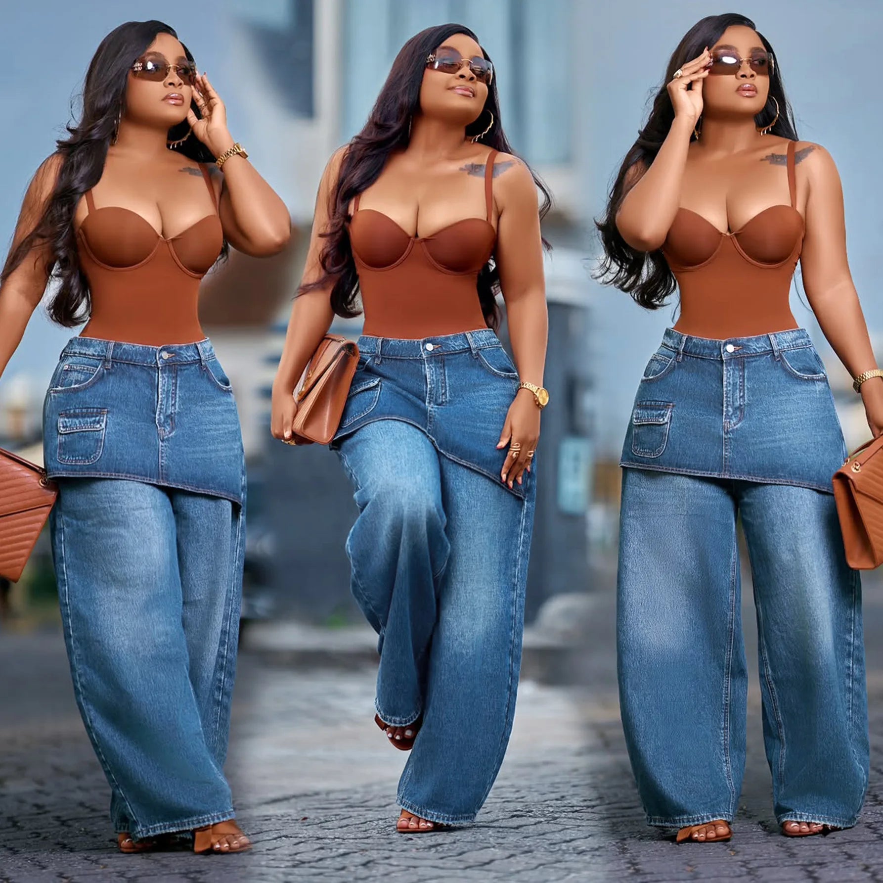 Denim Pant Women Jeans Vintage Wide Leg Long Pants Slim Fit High Waist Straight Trousers Y2k Streetwear Elegant Work Casual