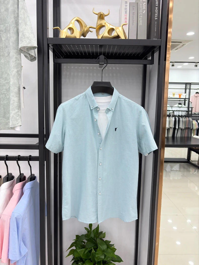 100% cotton short sleeve shirt summer classic solid color luxury brand Paul embroidery fashion business golf casual men's wear