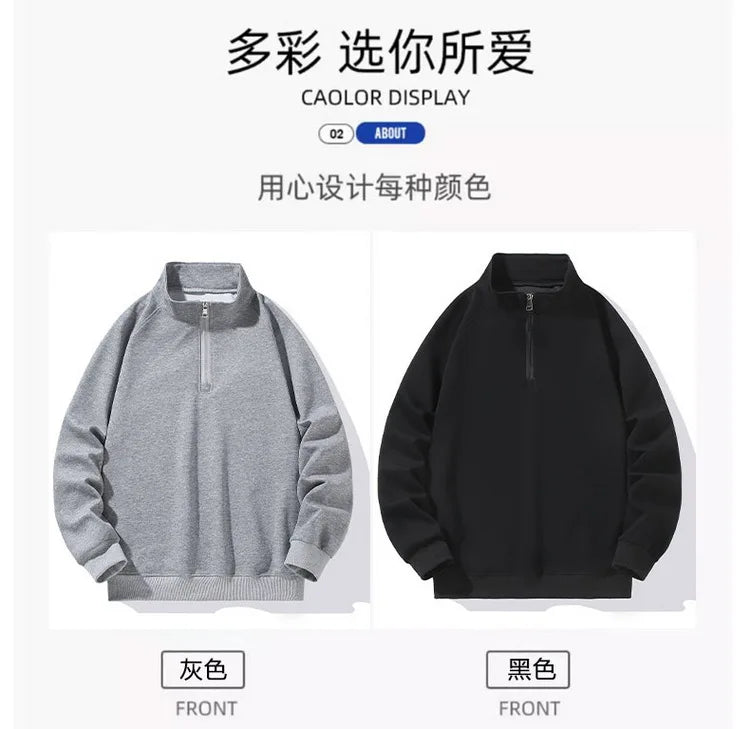 Big Size Clothing Store Sweatshirt Men Half Turtleneck Zip-up Long Sleeve Pullover Male Loose Fit Spring Autumn Large Plus 10XL