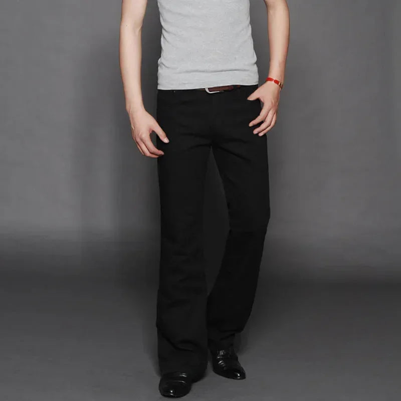Denim Flared Jeans Men  Boot Cut Denim Pants Comfortable Slightly Slim Classic Loose Casual Blue Black Trousers For Male Bootcut