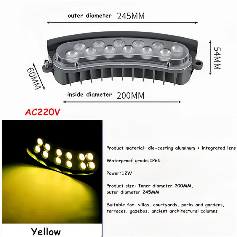 12w 1pcs LED Outdoor Colorful Waterproof Tree-hugging Lamp Shooting Landscape Lighting Tree AC220v Park Light for Columns Yard