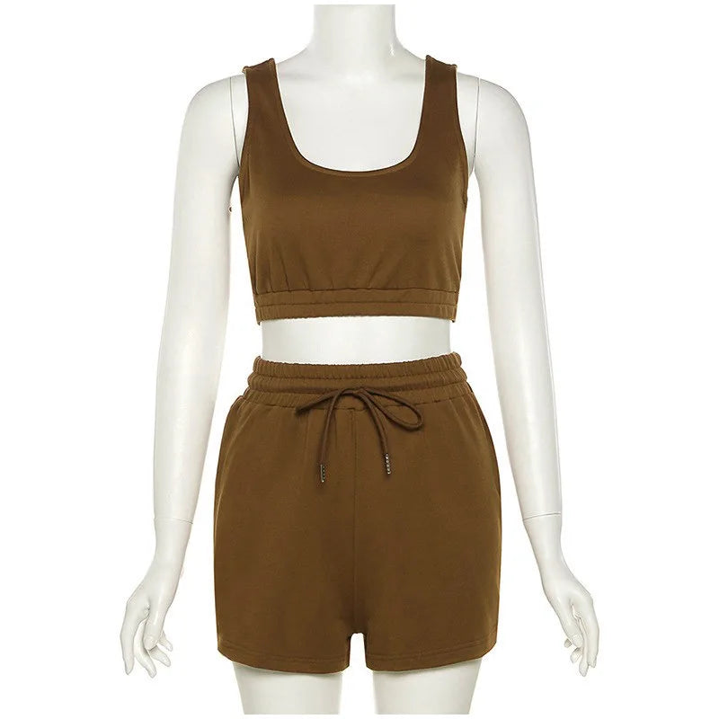 Tanks Shorts Summer women's matching sets Sexy Gym Holiday Summer Vacation Club Outfits 2 pieces set for woman Y2K Clothes