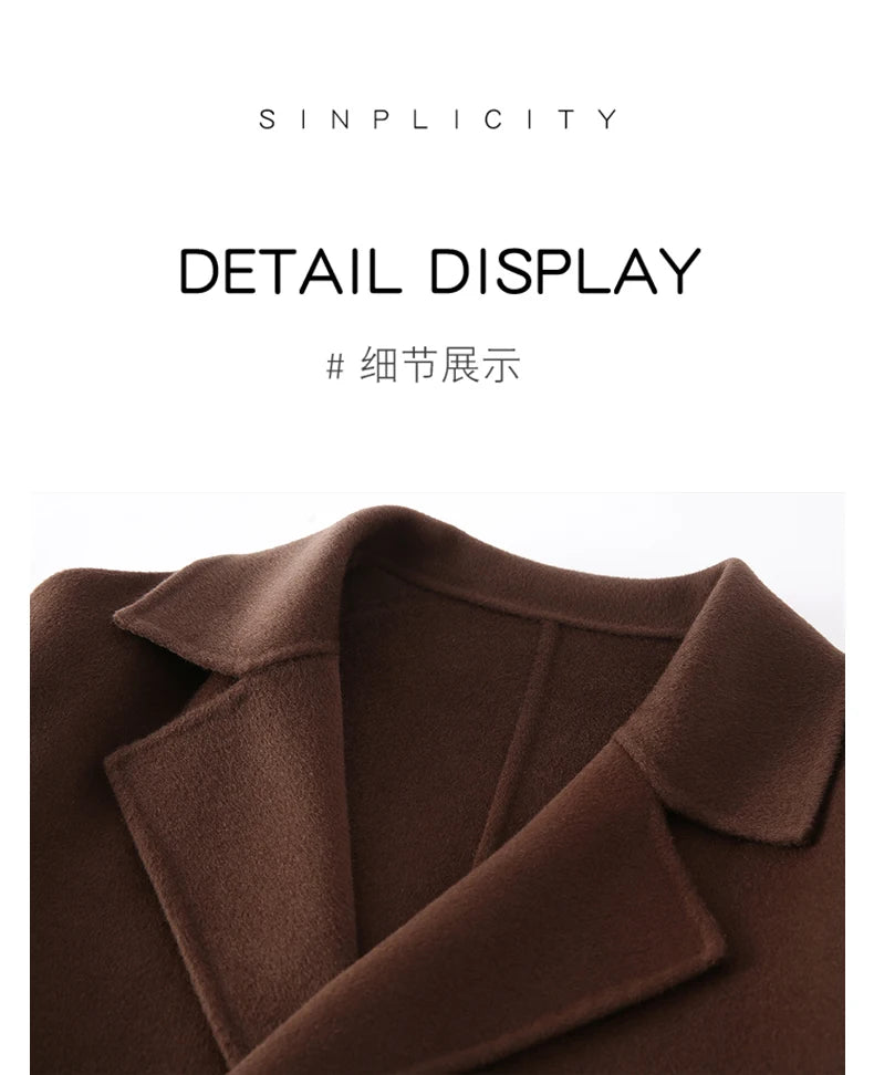 Men's 100% Cashmere Thick Double-Sided Extended Coat, Classic and Versatile Fashion for Business and Leisure