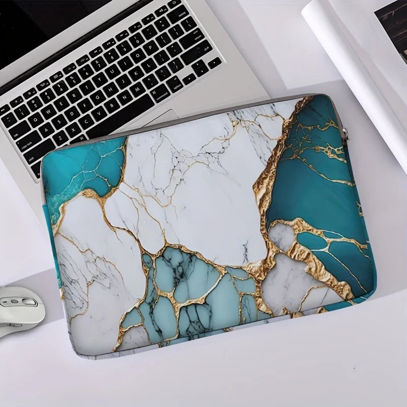 1-piece set, marble print pattern laptop bag, briefcase, suitable for 14 inch laptops, fixed laptop bag